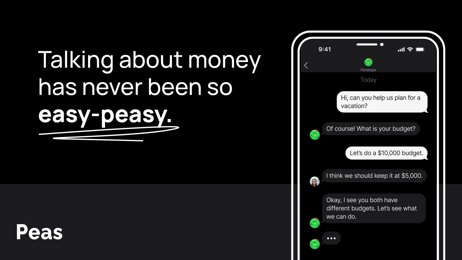 Peas hero, talking about money has never been so easy-peasy
